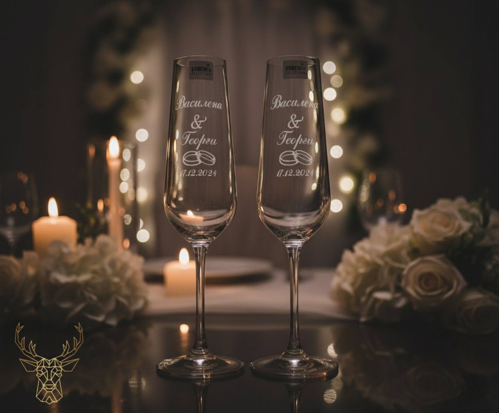 Комплект персонално гравирани чаши за сватба